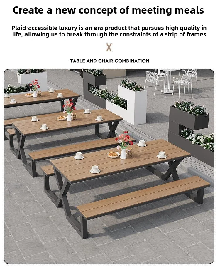 Durable Outdoor Furniture - Conjoined Park Table & Chairs