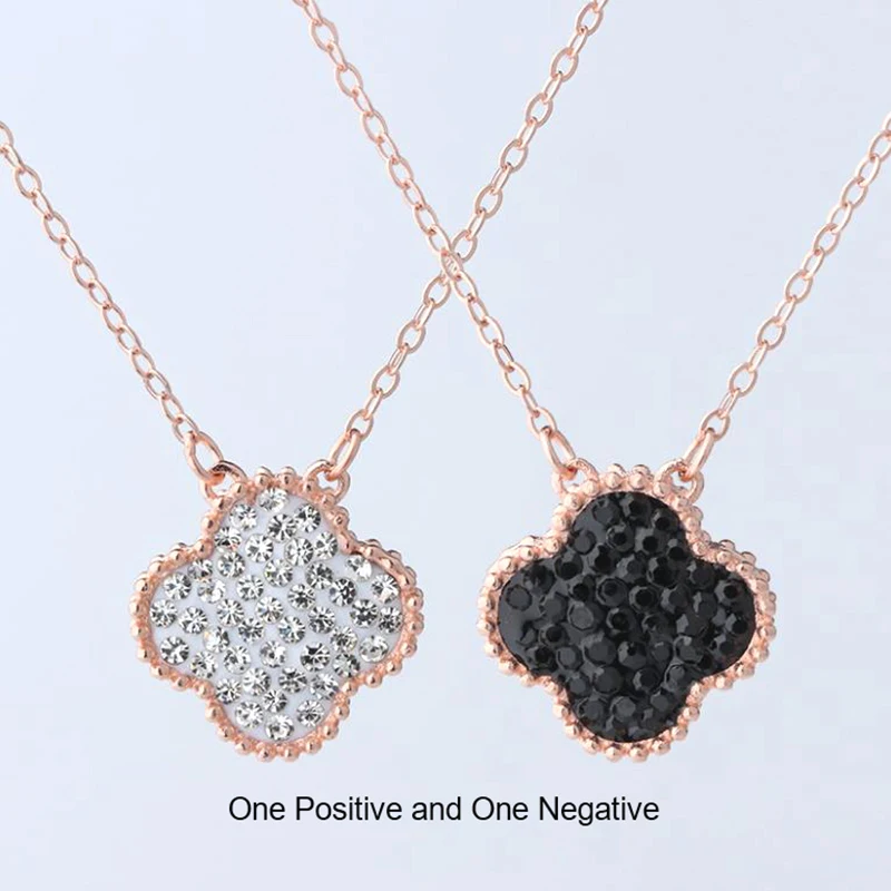 product-BEYALY-New Rose Gold White and Black Ziroon Four-Leaf Clover Necklace-img-1