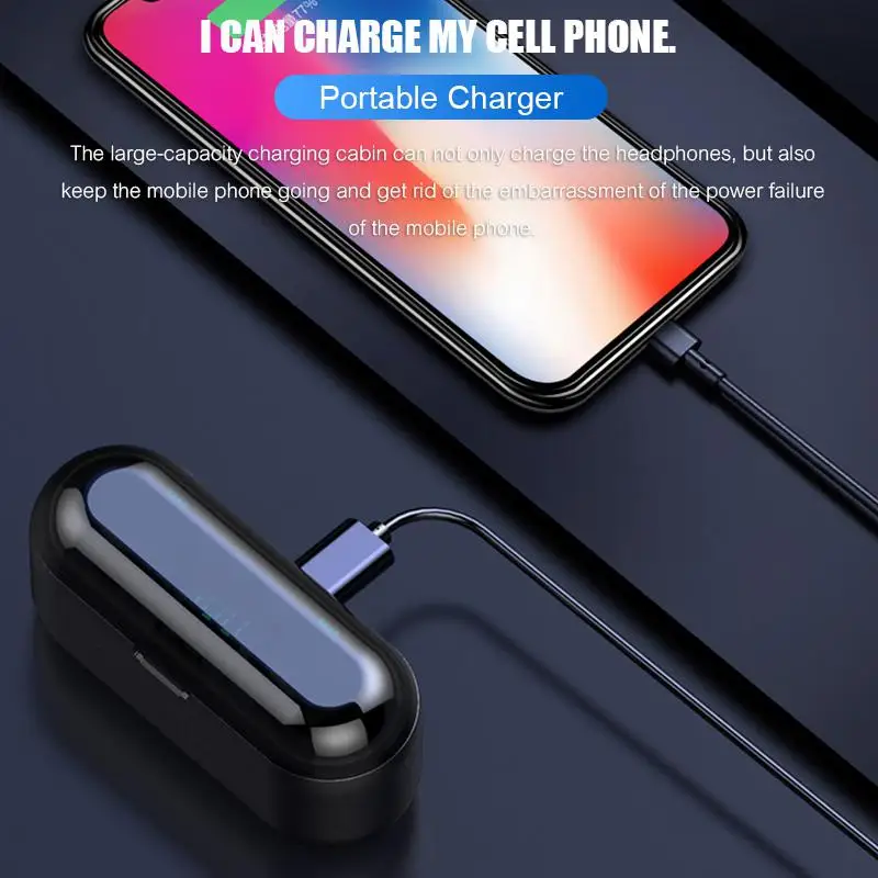 Hot selling F9 TWS Bluetooth V5.0 Wireless Touch Earphones LED Display Stereo Sport - ANKUX.COM