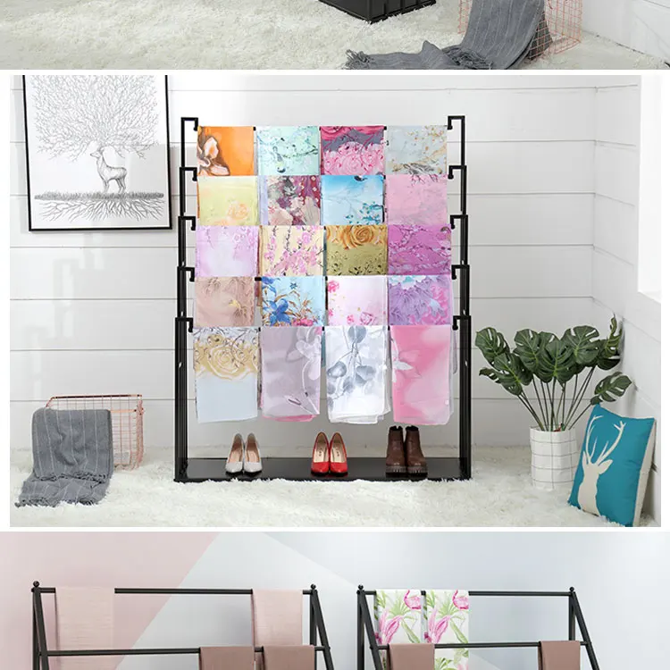 Fashion Design Display Boutique Fabric Store Shelving Stainless Scarf