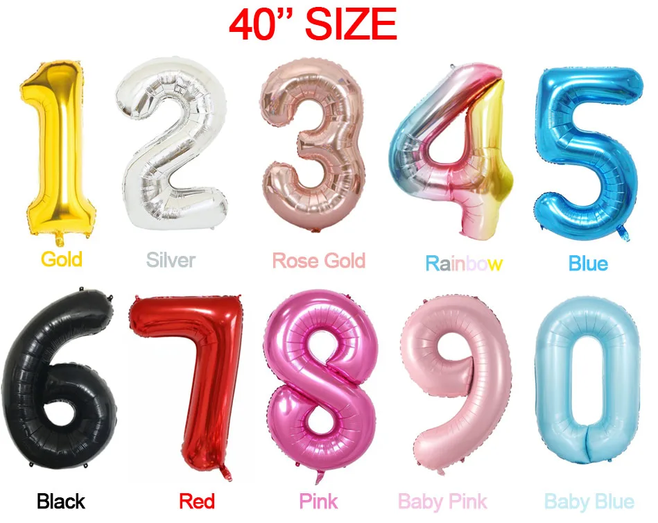 Rose Gold Foil 0-1 NUMBERS Balloon Self Inflating Date Name 0-9 Number Message 