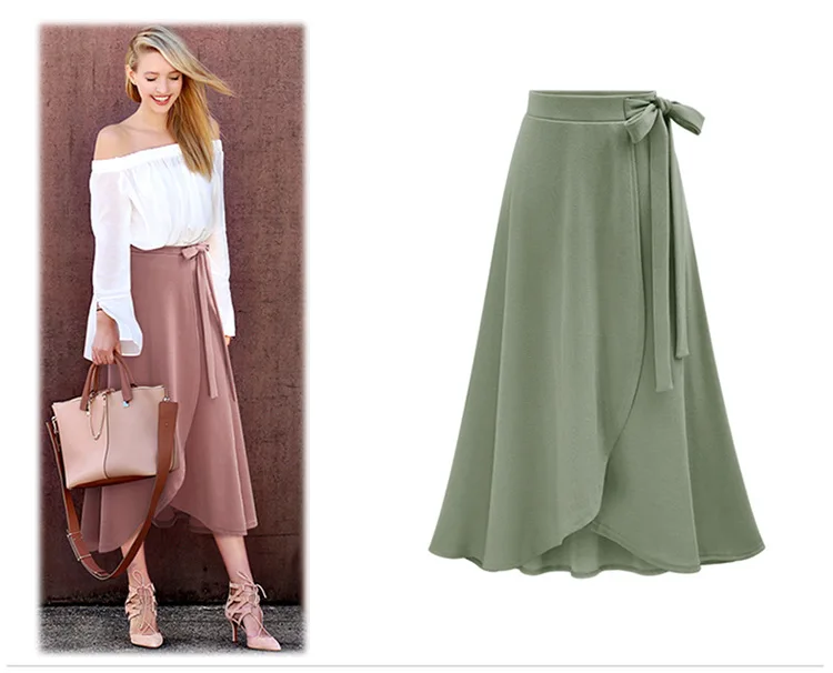 plus size spring summer high-waisted skirt with irregular slit and lace dress