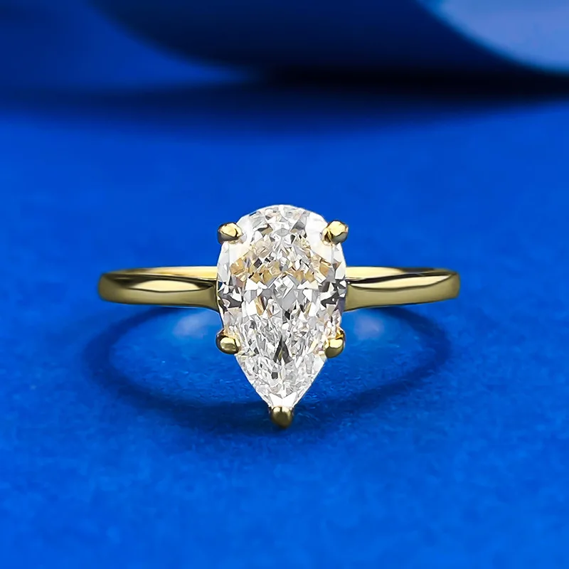 S925 Silver with 6*9mm Pear-Shaped White Diamond Daily Fashion with European and American Style for Weddings and Parties