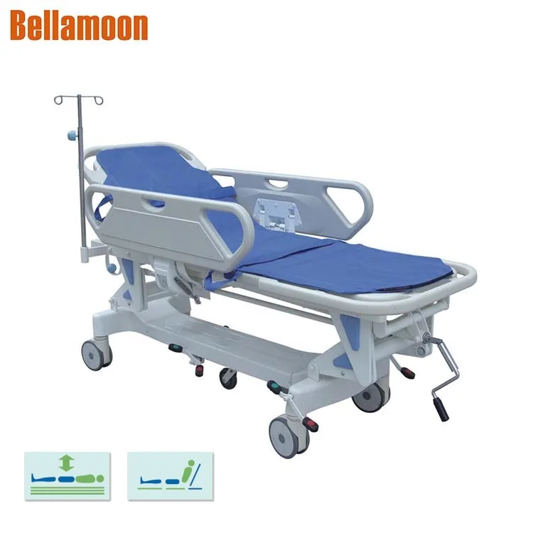 
Adjustable Hydraulic Manual Hospital Medical Abs Emergency Transport Stretcher Patient Transfer Trolley Bed 