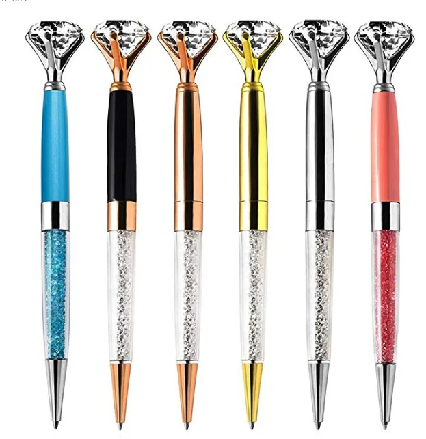 Rose Gold Diamond Crystal Ballpoint Pen Luxury Metal Top Pens Wedding Best Gift 