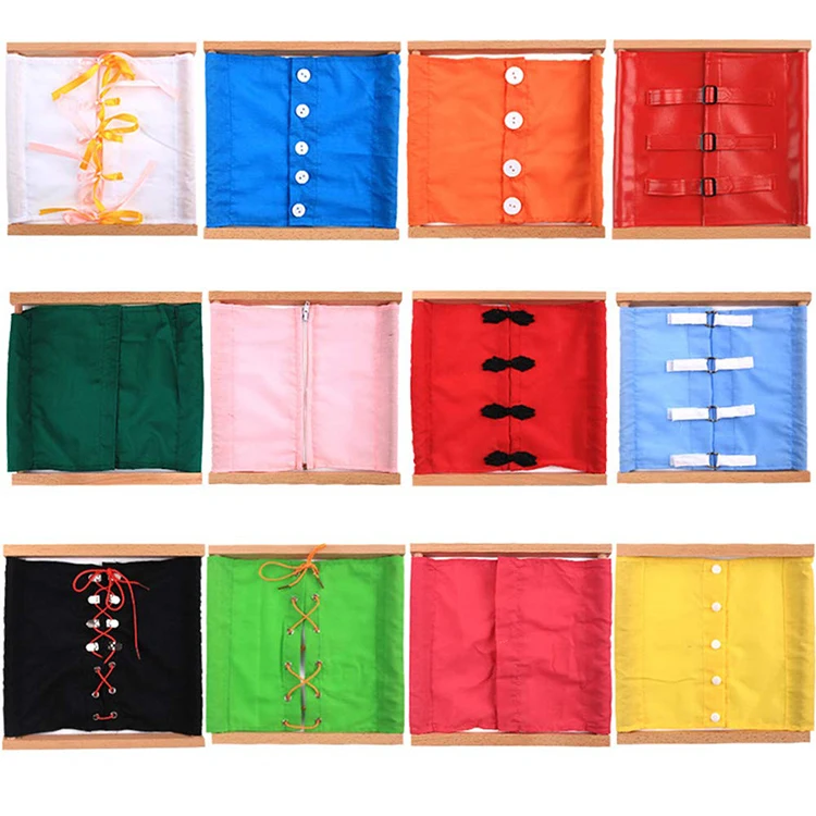 Top Quality Practical Life Materials Wooden Educational Toys Montessori Resources Lacing Dressing Frame