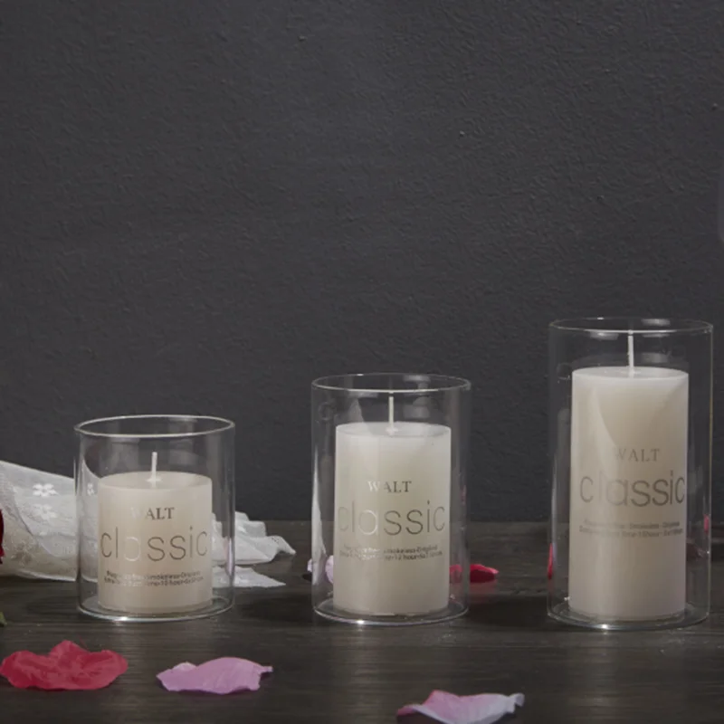 Empty Religious Tall Round Scent Candle Glass Jars With Custom Printed