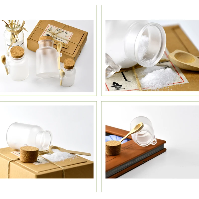 Empty Round Scrub Abs Bath Salt Jars 100ml 200ml 300ml With Cork