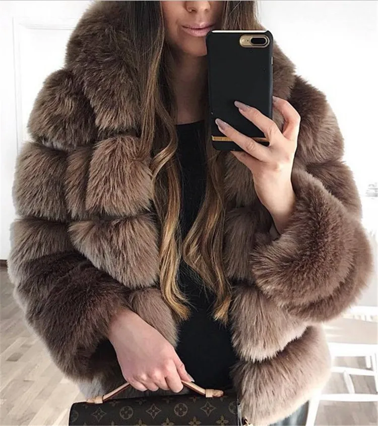 Heless Womens Winter Loose Fit Thicken Faux Fur Lined Faux Fur Hoodie Down Quilted Jacket Coat Outerwear