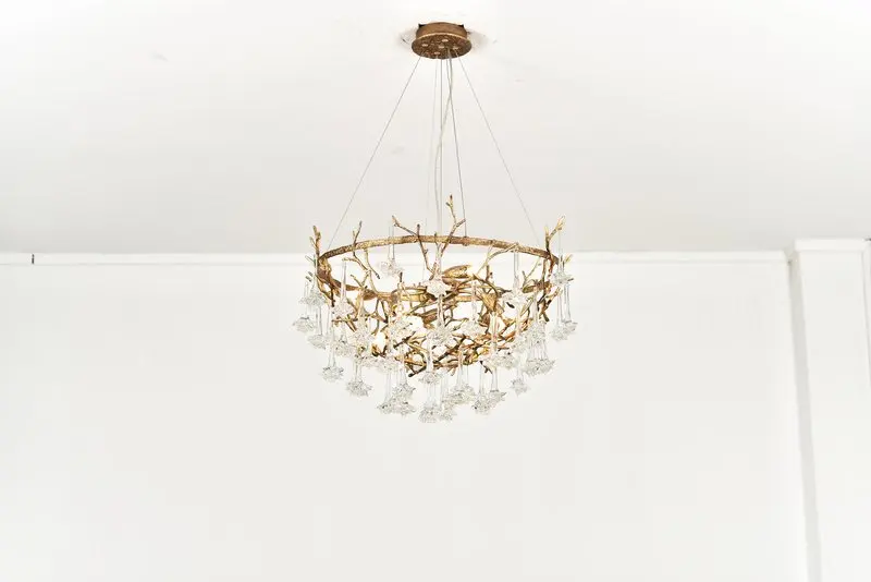 MEEROSEE Modern Indoor Chandelier Luxurious Copper Lighting Fixture Hanging Decorative Glass Brass Pendant Lamp MD86191