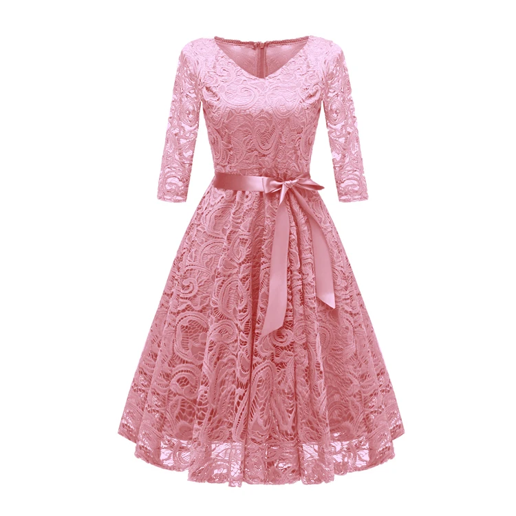 Vestidos Elegantes De Encaje De Manga Larga Para Mujer,Vestidos De Noche De  Swing Corto Para Fiesta,Cuello En V,2020 - Buy Vestidos De Noche Swing Para  Fiesta Vestidos De Noche Cortos Vestidos De