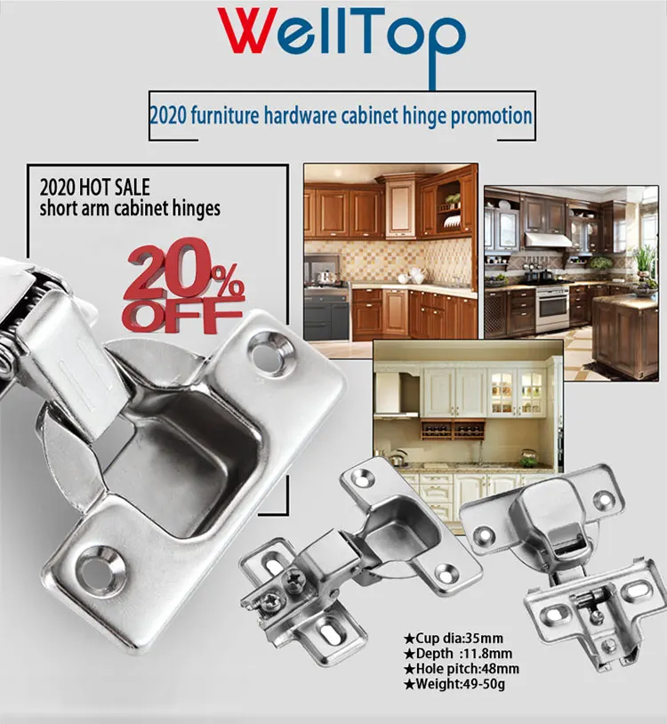 Short Arm Outdoor Hinges Nickel Plated Furniture Hinge Vt16.