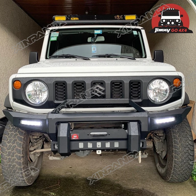 Jimny Accessories Winch Front Bumper Steel With Drl Front Bumper For Suzuki Jimny Jb64 Jb74 2018