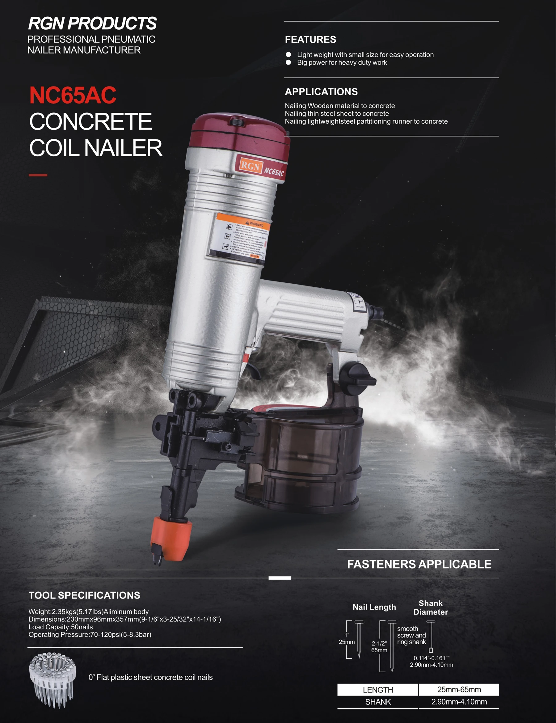 Pneumatic Concrete Nailer Nc65ac Buy Pneumatic Concrete Nailer Nc65ac