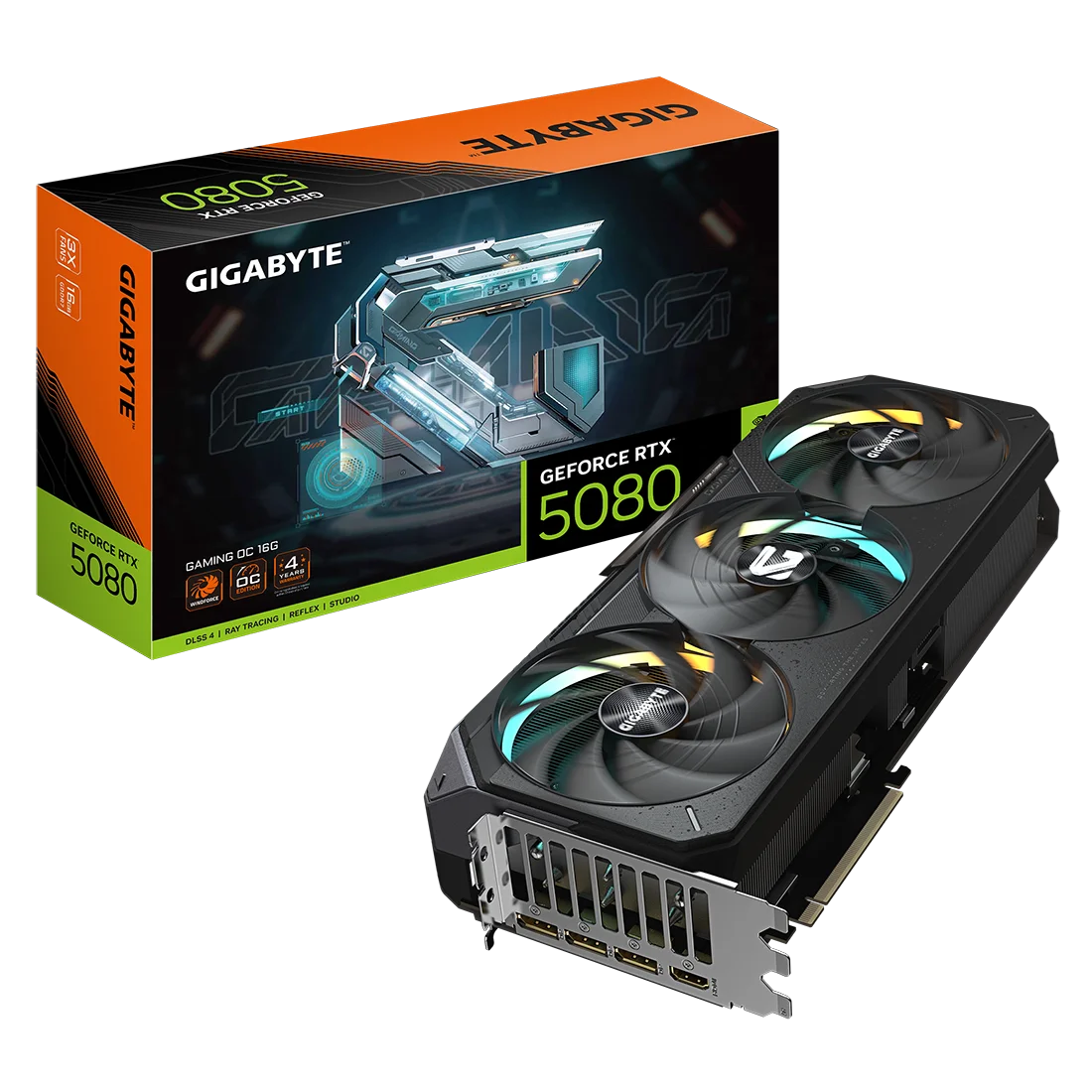 Close-up of a wood-accented GPU with holographic coolant display