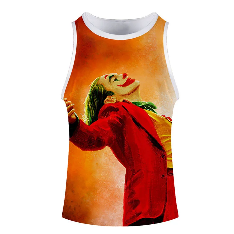 品牌3d 小丑印花风格 o-圆领舒适背心原宿风格时尚嘻哈休闲无袖坦克