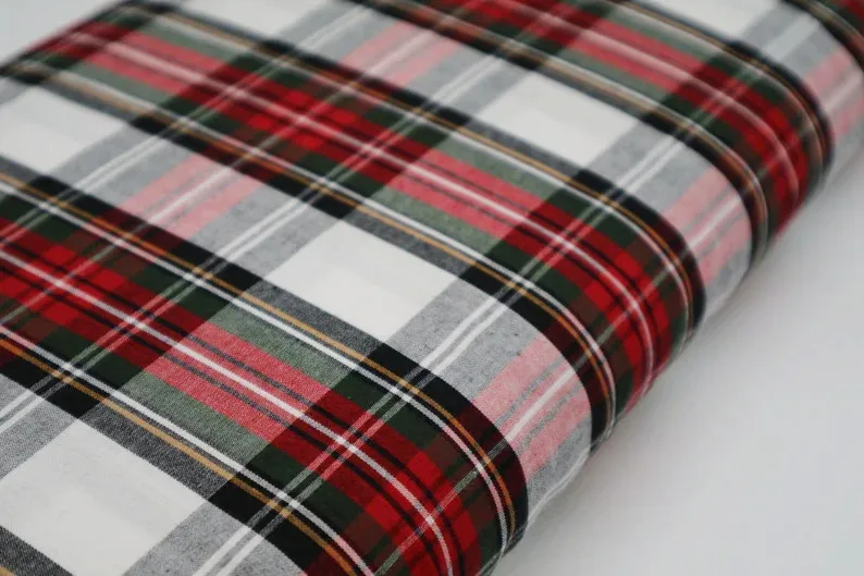Factory Custom Single Peach Brushed Twill Yarn Dyed Woven Plaid Fabric