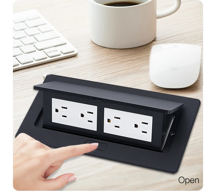 Factory sales black aluminum alloy multi module embedded table socket