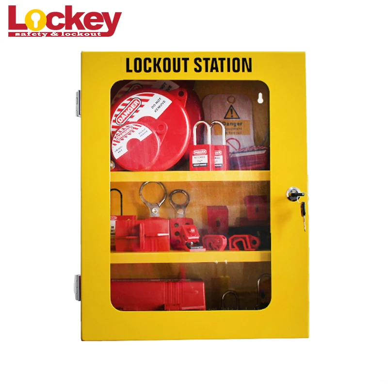 Wall Mounted Hardened Yellow Steel Safety Group Combination Management Lockout Tagout Stationx