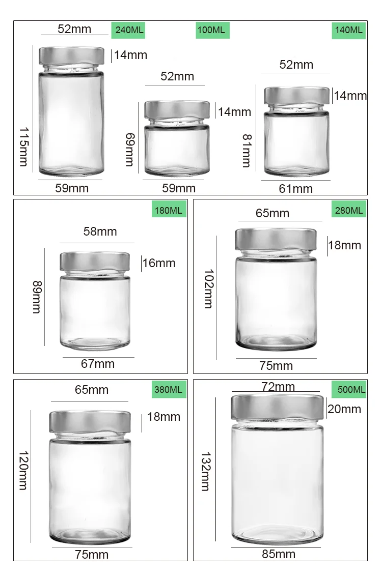 Hot Sales Small 106ml Glass Ergo Jars For Jam Honey Food Canning With Black Metal Lid Buy
