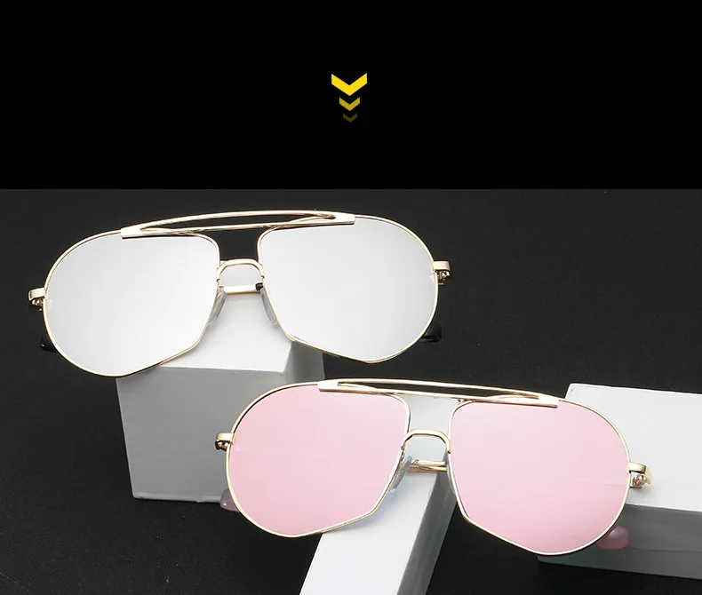 Luxury Metal Frame Double Nose Bridge Photochromic Oversized Men Women Sunglasses