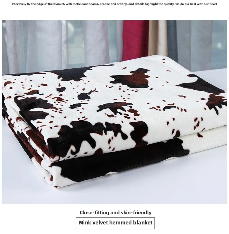 Customizable Modern Fresh Cow Spot Pattern Mink Faux Fur Blanket 100% Polyester Plush Knitted New Travel-Worthy Product