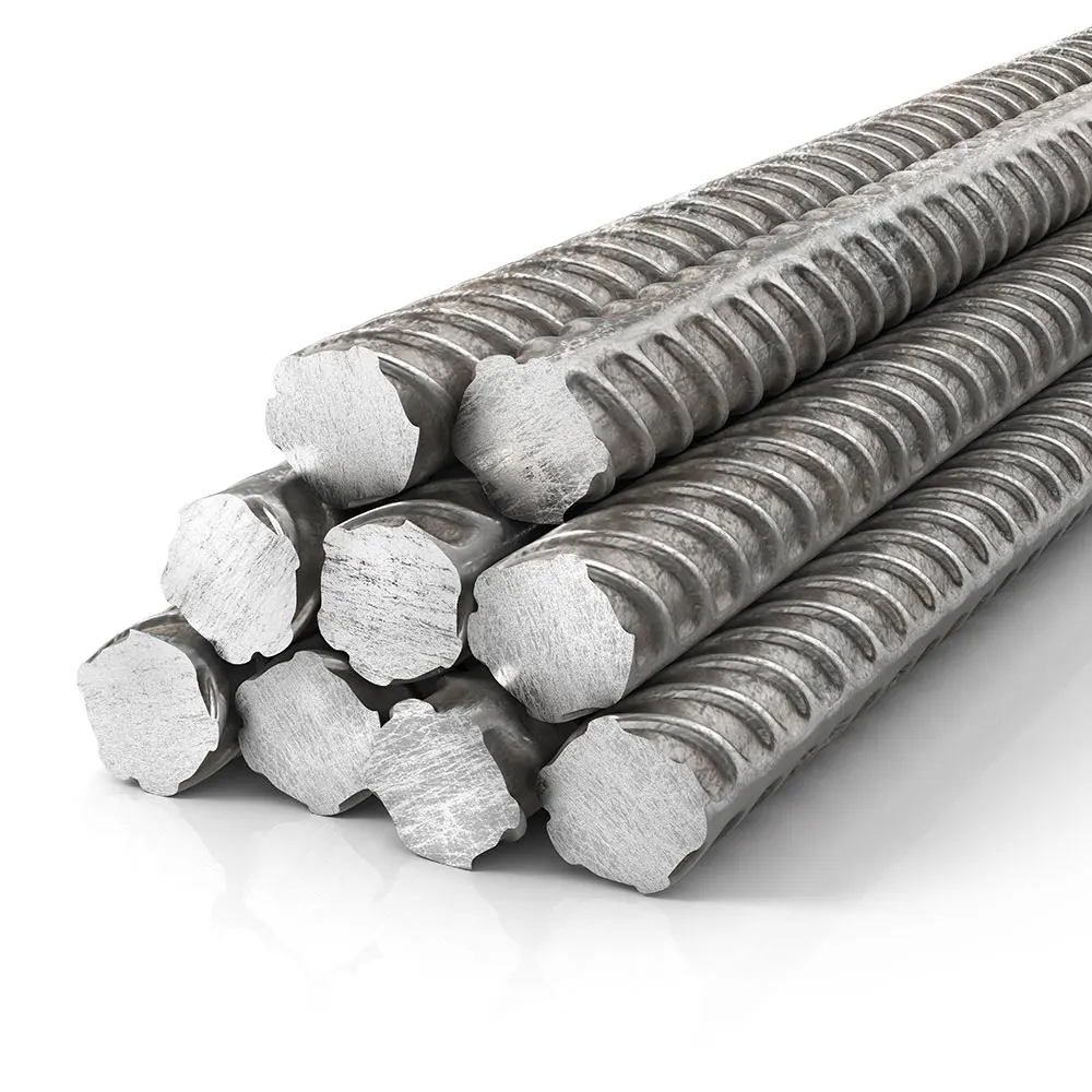 rebar (short for reinforcing bar), known when massed