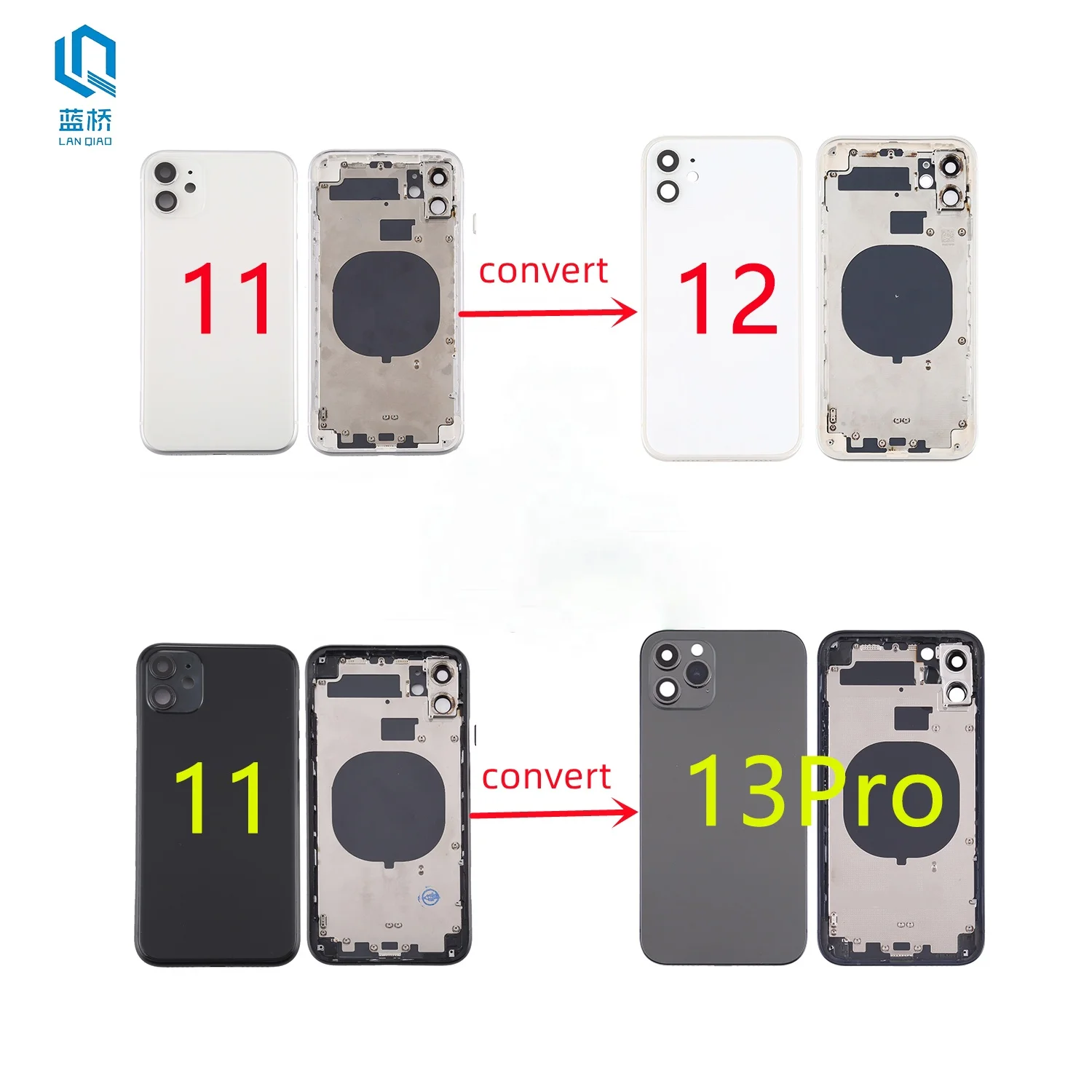 High Quality Back Housing For Iphone X Convert To 12 Pro 13 Pro Xr 11