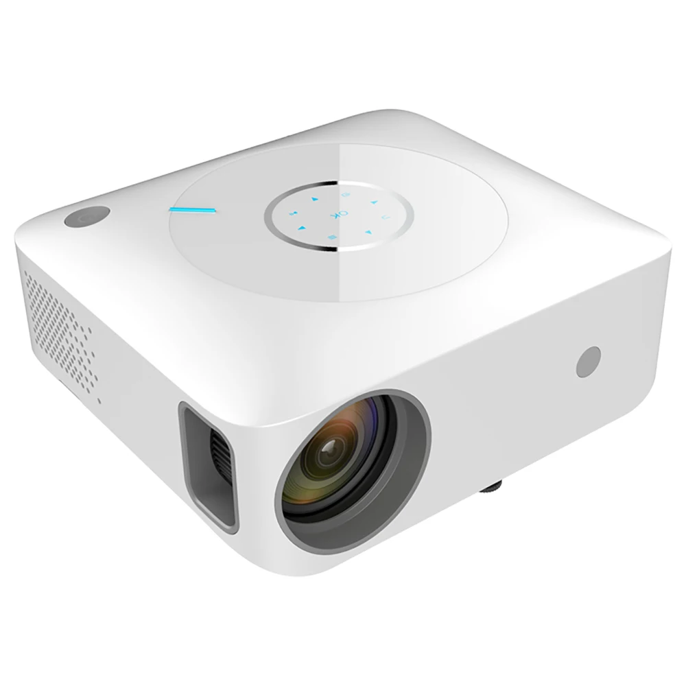 Ultra short throw projector placed 6 inches from wall projecting 100-inch image