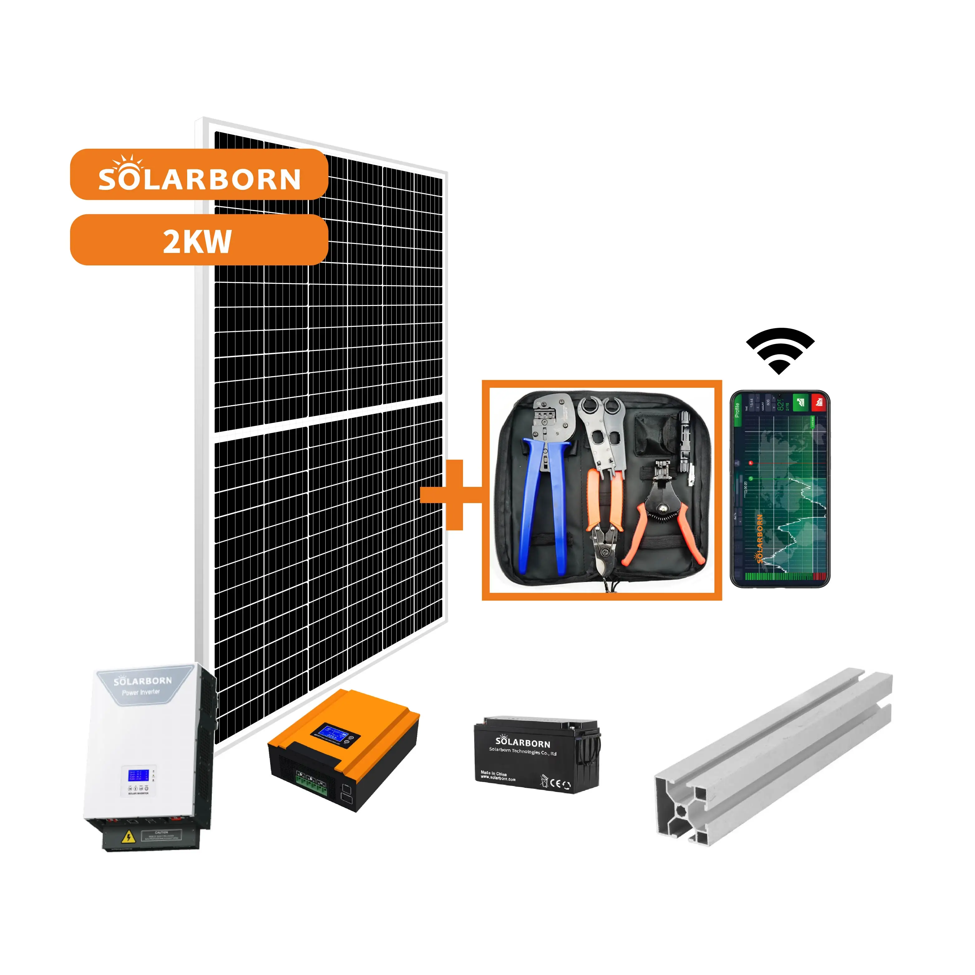 solarborn hot dc solar pump tracking 2kw price solar light off grid inverter solar system for home