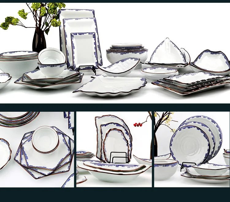 top choice customized restaurant use chinese serving plates porcelain white and blue dinnerware dinner plates