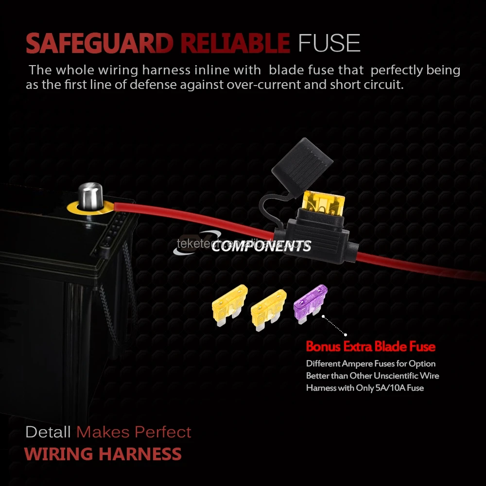 Car Led Light Bar Wire 3m 12v 24v 40a Relay Loom Cable Kit Light Bar