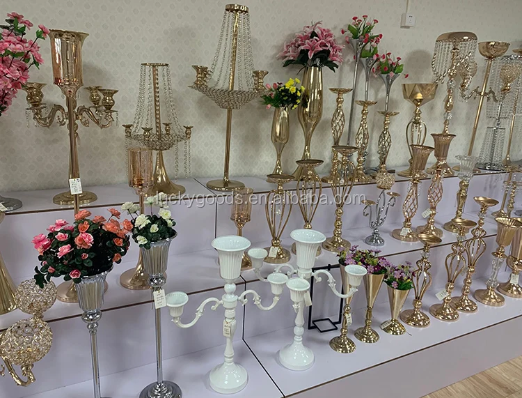 Ldj745 Wholesale Elegant Wedding Party Table Gold Metal Flower Vase