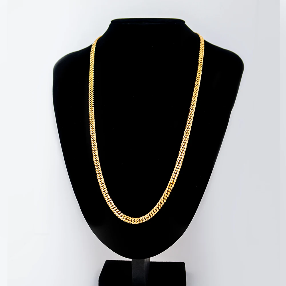 K18yg Gold Plated Necklace Jewelry With 6 Sides Cut Double Curb Buy