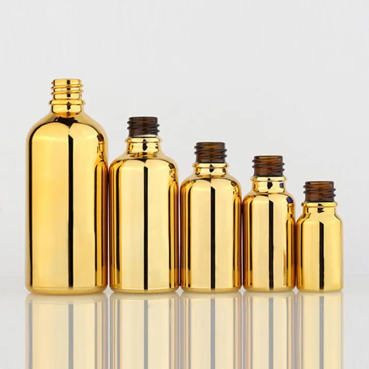15毫升mm 30毫升mm 100毫升mm闪亮的金色化妆品血清玻璃滴管瓶,电镀