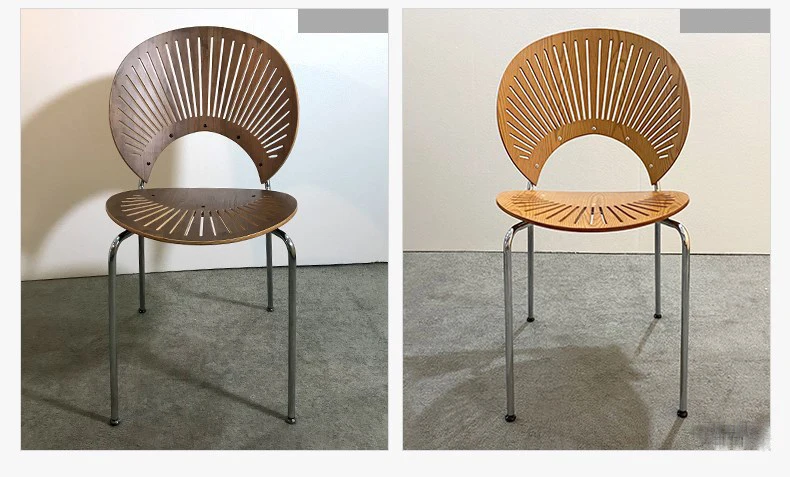 现代极简主义贝壳椅子家用创意扇贝金属背椅