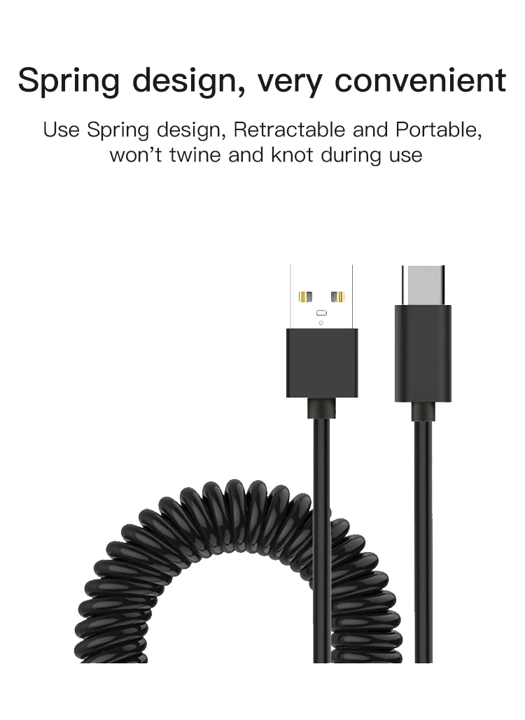 Factory Wholesales USB Type C Flexible Spiral Coil Spring Charging Data Sync Type C Spring Cable For Samsung - ANKUX.COM