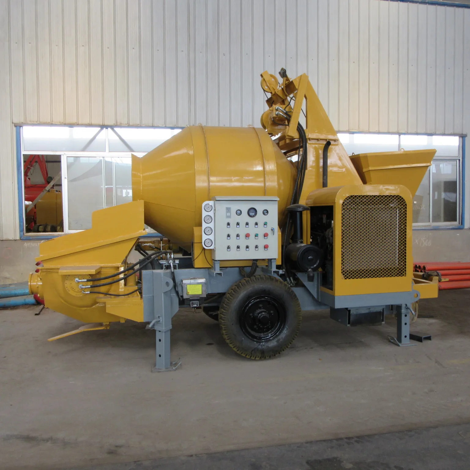 30 Cubic Meter Per Hour Diesel Portable Concrete Mixer With Pump In