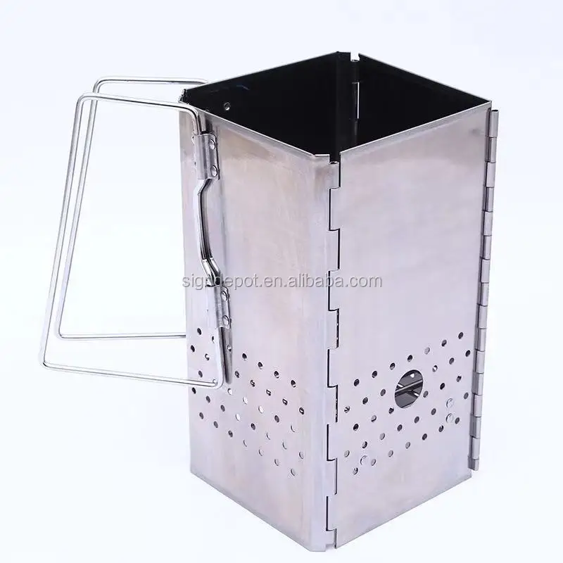 Foldable Charcoal Chimney Fire Starter Collapsible Camping Grill And