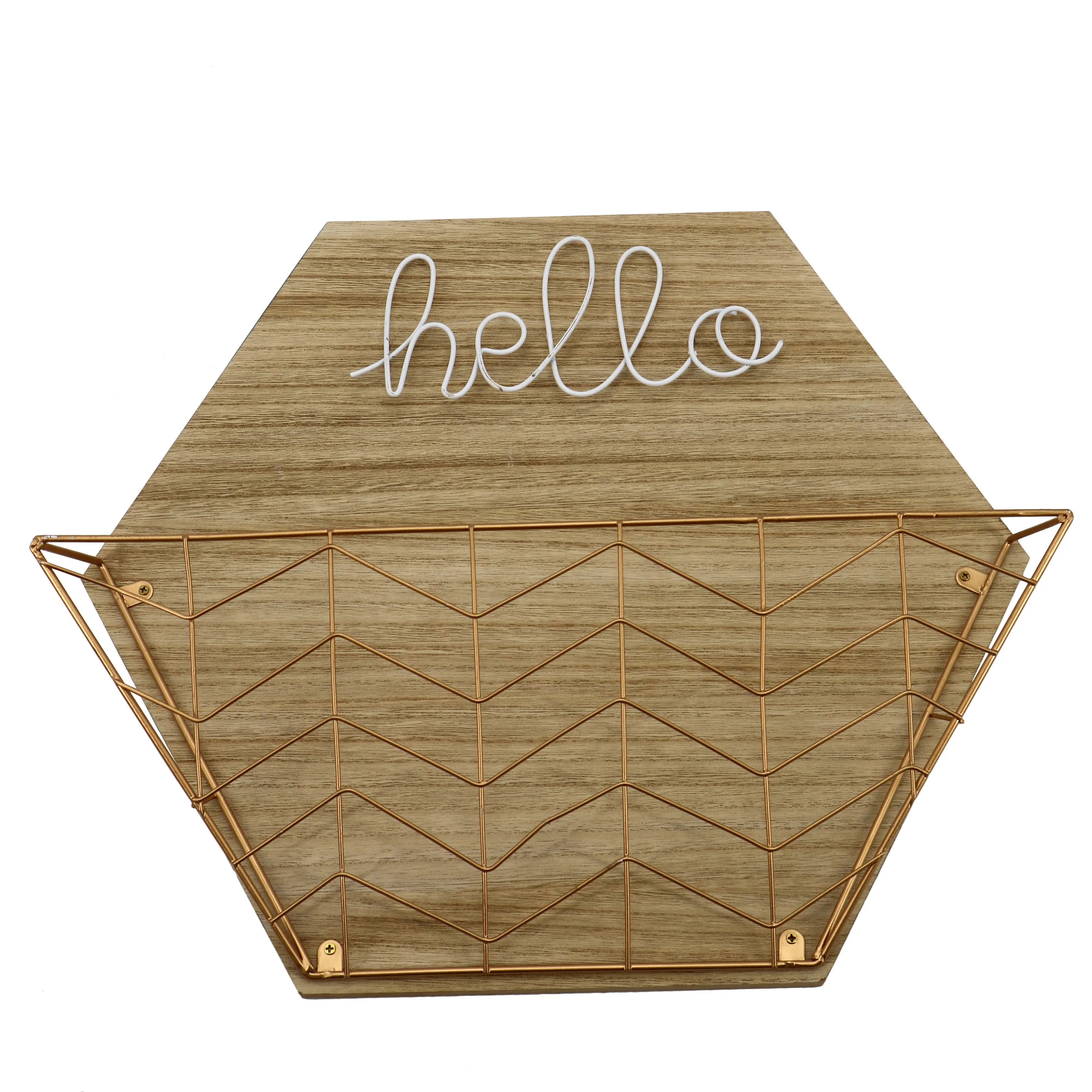 Morden Hexagon Organizer Displays Hängen Holz Mdf Wand Montiert Regal