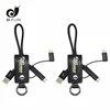 PU key chain micro 3 in 1 usb cable can produce usb c cable for all mobile phone with retail package