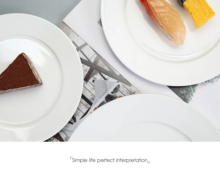 Weiye Round Porcelain Shallow Rice Plate White Dinner Plate Ceramic Round Buffet Plate For Hotel