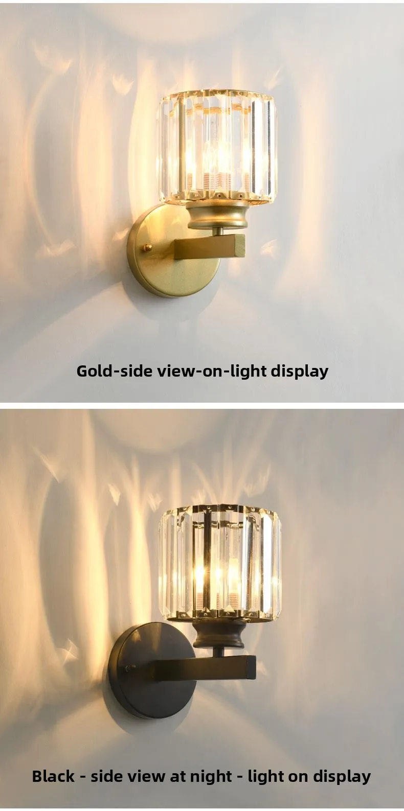 product luxury modern led crystal wall lamp for living room bedroom  corridor indoor home decor 220v iron body gold accent for hotels-7