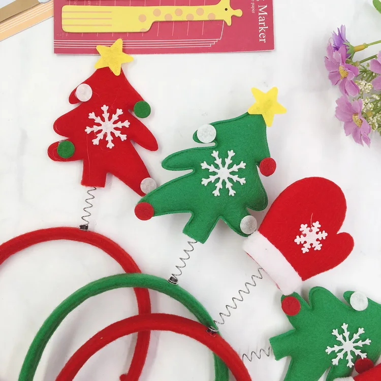 Kids Party Decoration Flannel Tree Elk Cute Bowknot Accessory microfiber snowman Headband