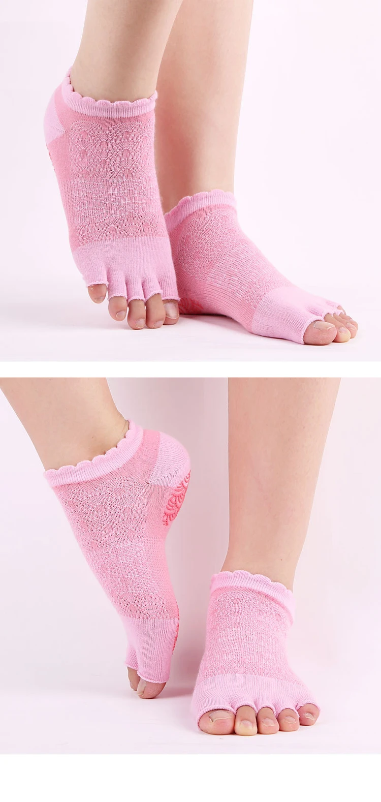Wholesale Custom Logo Cloud Grip Women Toeless Yoga Socks New Design Double-Sided Anti Slip Yoga Socks