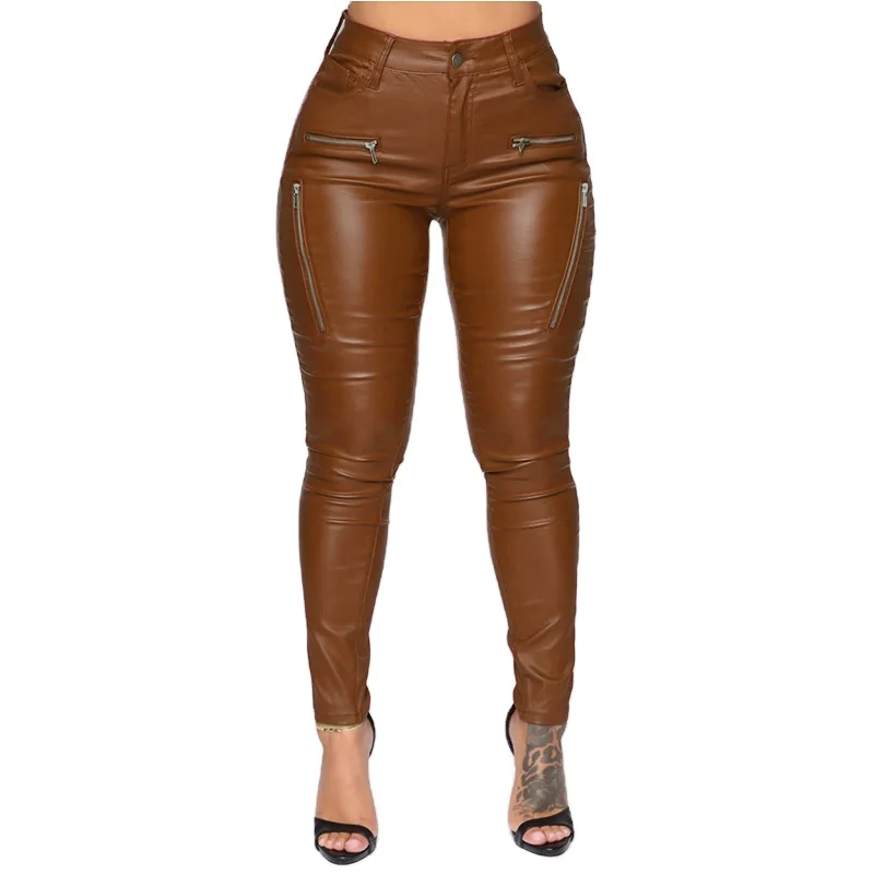 Pantalones De Cuero De Cintura Media Con Cremallera Para Mujer,Calzas  Informales De Moda Con Bolsillos,Leren Broek,2021 - Buy Pantalones  Casuales,Pie Pantalones,Pantalones De Cuero Product on Alibaba.com