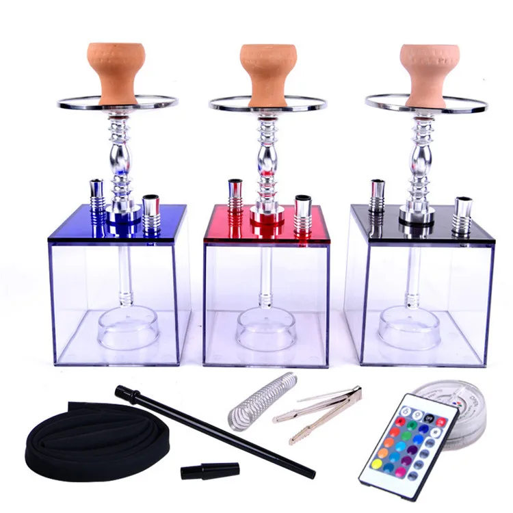 Wholesale Shisha Smoking Square Sheesha Acrylic Portable Ice Led Light