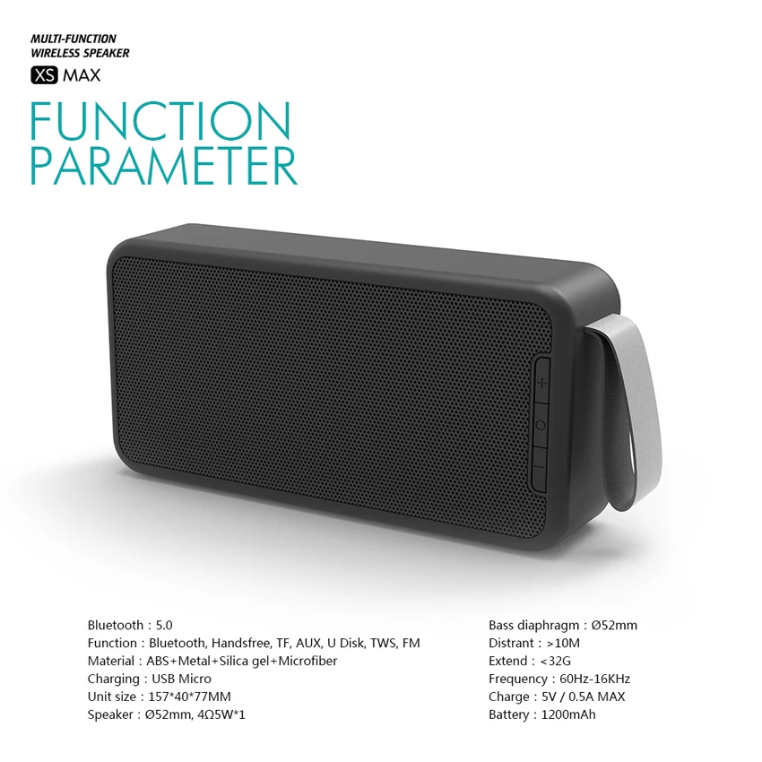 OEM XS Max Wireless Bluetooth Speaker With BT5.0 Handsfree TF FM U Disk Bluetooth Speaker Portable - ANKUX.COM