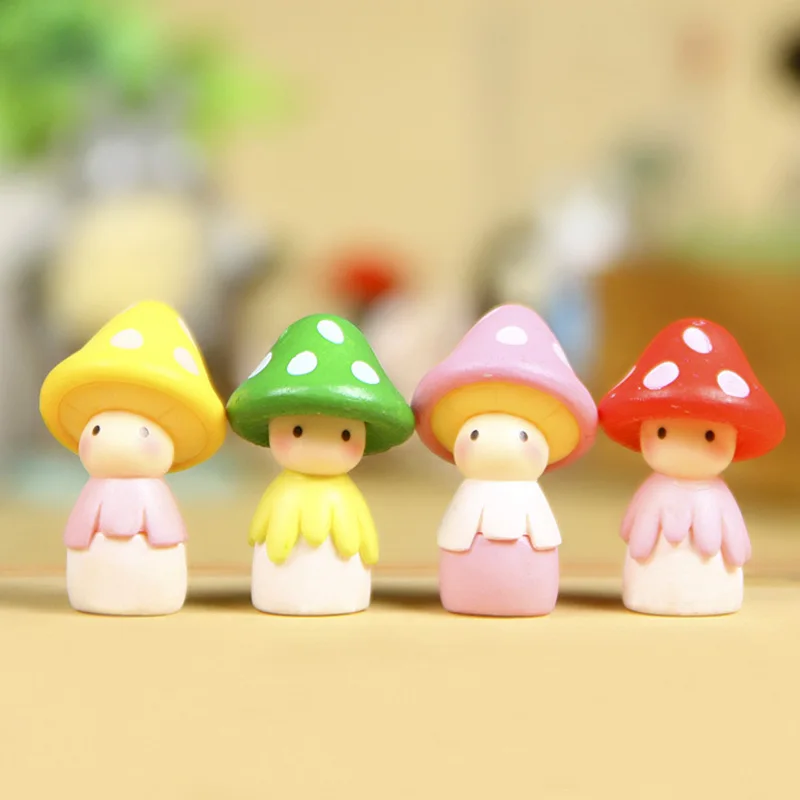 4 Pcs DIY Fairy Garden Cute Mini Animal Plant Mushroom Figurines Resin  Accessories For Home Decorations