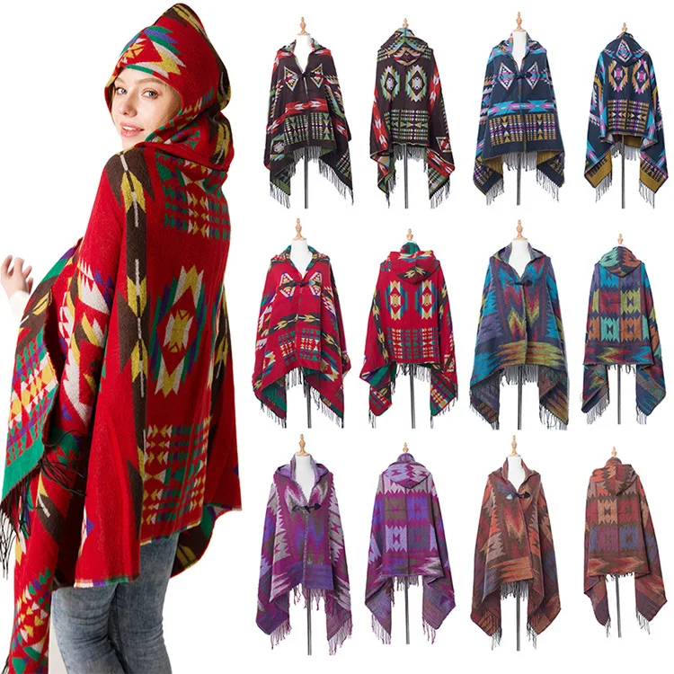 Original Design Horn shops Buckle Hood Cape Shawl.